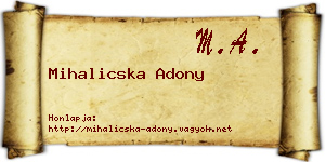 Mihalicska Adony névjegykártya